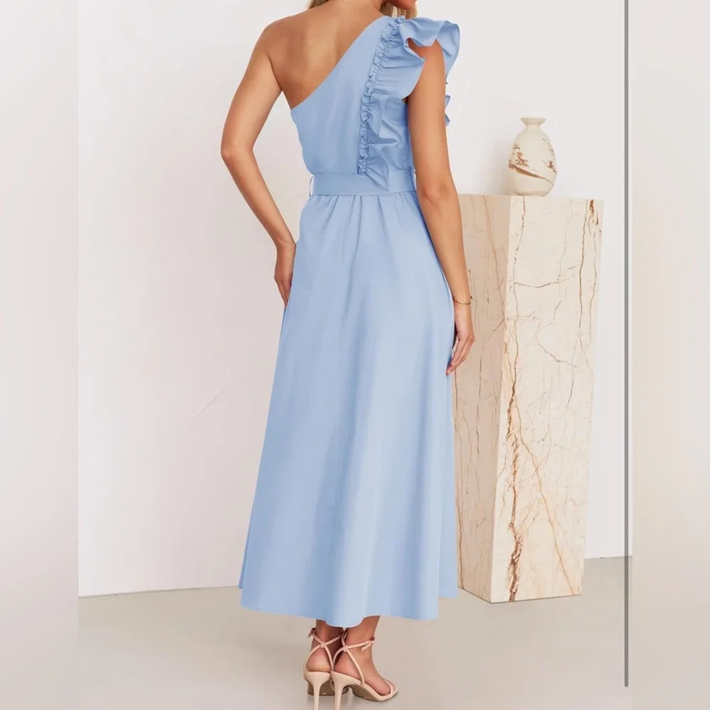 NWOT Elegant Blue One-Shoulder Dress XL